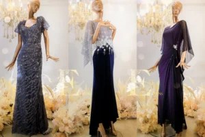 艾莉禮服 媽媽禮服推薦款-奢華珠工款-出租訂製-親家母禮服 大碼媽媽禮服 紫色 深藍色系 小包袖禮服 