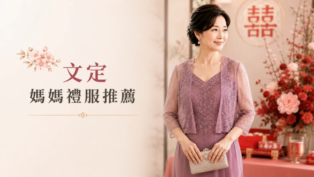 文定媽媽禮服推薦，訂婚媽媽穿紫色蕾絲禮服的優雅穿搭示範