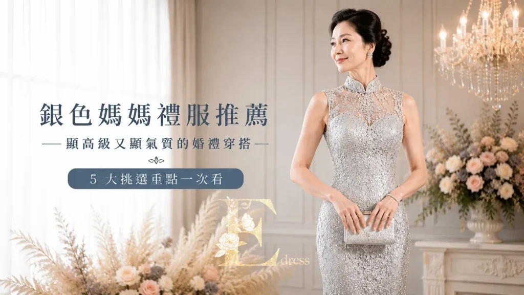 銀色媽媽禮服推薦，5大挑選重點打造高級顯氣質婚禮穿搭